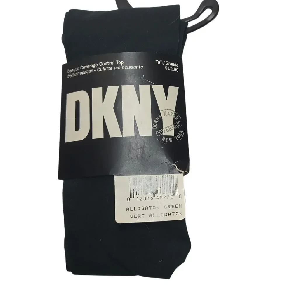 DKNY Green Opaque Control Top Tights Size Tall New
